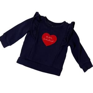 Janie and Jack "Mon Amour"‎ Heart Ruffle Long Sleeve Sweatshirt 6 - 12months
